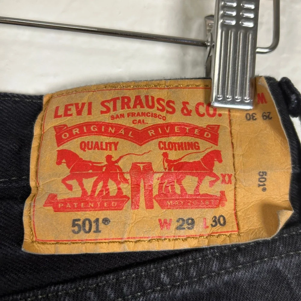 Levi's 501 Original Fit Jeans Black Straight Leg Button Fly Size 29x30